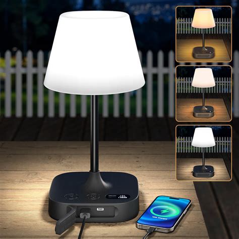 Lightbiz Outdoor Table Lamp, 8000mAh USB Rechargeable Cordless Lamp ...