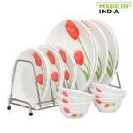 Buy LaOpala Dinner Set - Opalware, Scarlet Duet, Melody, White Online ...