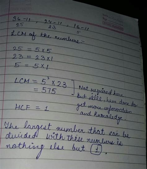 What least number when divided by 36, 24 and 16 leaves 11 as remainder ...