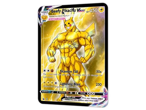 Buy Beefy Pikachu VMAX Full Art Holo Custom Card Online in India - Etsy