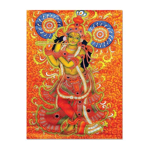 Mituja Canvas Unframed Unframed Paintings Shri Krishna Kerala Mural ...