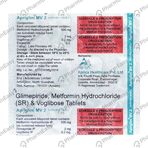 Apriglim Mv 2 Strip Of 15 Tablets: Uses, Side Effects, Price & Dosage ...