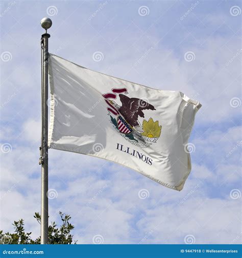 Illinois State Flag stock photo. Image of flagpole, chicago - 9447918