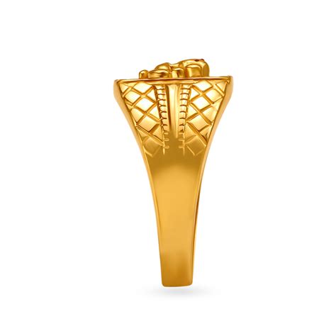 Bedecked Ganesha 22 Karat Gold Finger Ring