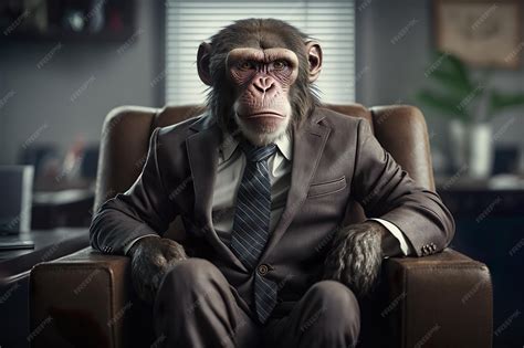 Premium Photo | Monkey wearing suit in office Businessman monkey ...
