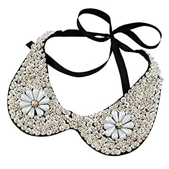 Joyci Korean Style Necklace Fake Collar Sequin Pearl Flower Detachable ...