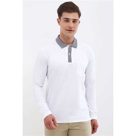 Buy Allen Solly Men White Solid Collar Neck Polo T-Shirt Online