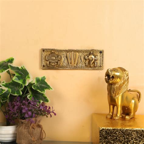 Brass Shank Chakra Namah Wall hanging 8 inch Gold – Budhshiv.com