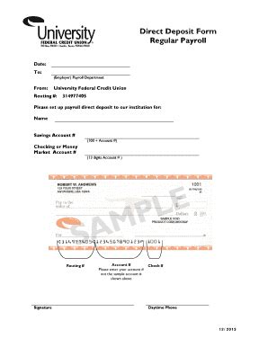 2015-2026 Form University Federal Credit Union Direct Deposit Fill ...