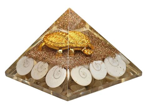 Gomti Chakra Pyramid with Turtle - Orgone Crystal Pyramid for Positive ...
