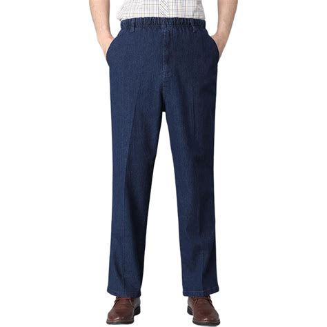 Mens Jeans Regular Fit Men's Straight Leg Flexible Waist Breathable ...