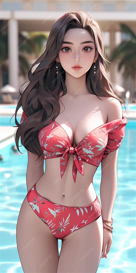 Premium Photo | Hot anime girl sexy red bikini summer bodylance