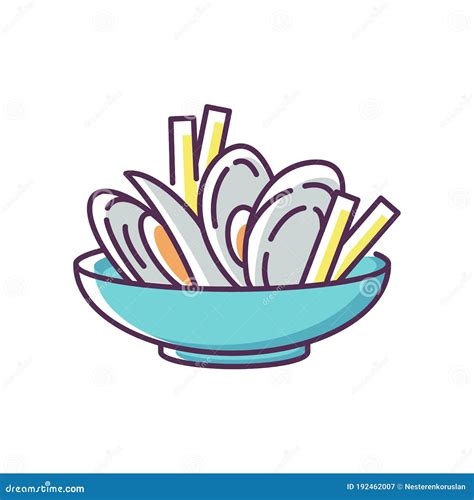 Moules Frites, A National Dish Of Belgium Vector Illustration ...
