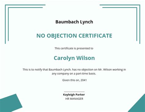 Non Objection Certificate Format