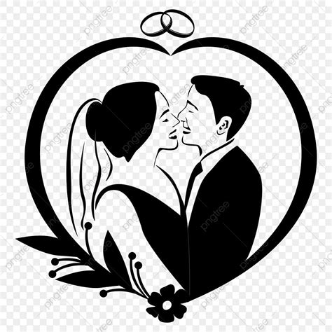 Grooming Silhouette PNG Images, Bride And Groom Silhouette Vector, Bride Drawing, Silhouette ...
