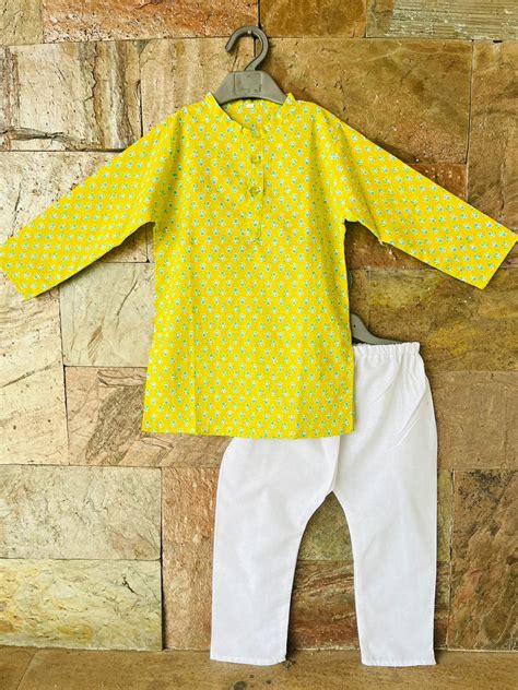 Kids Floral Print Traditional Ethnic wear Kurta Pyjama Festival Clothe ...