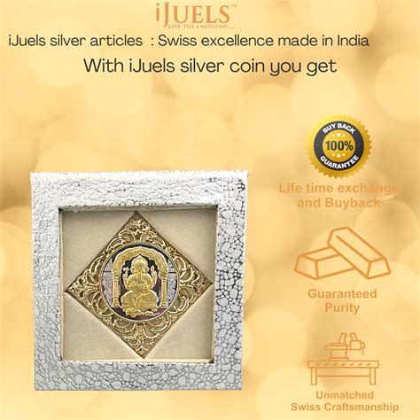 50 Grams 999 pure silver round 50gm laxmi silver coin with 22k gold in