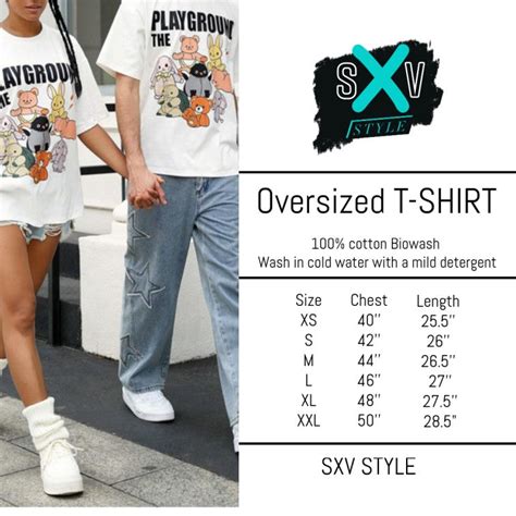 sizechart of oversized t-shirts – SXVSTYLE