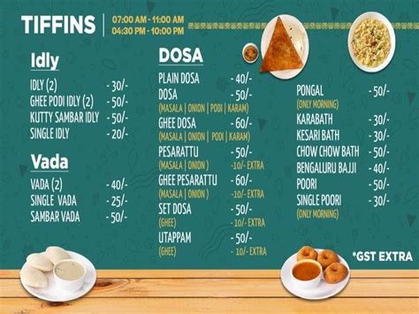 Menu at Bengaluru Bhavan - Tiffin Center in Vijayawada, Vijayawada