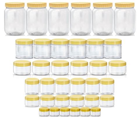 [Type 1] Plastic Round Jar Storage Box Container with Yellow Lid