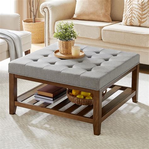 Amazon.com: Busaurus Square Ottoman Coffee Table with Storage ...