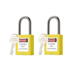 TAEGIQI 2 Yellow Lockout Tagout Locks with Brass Core,Keyed Different ...