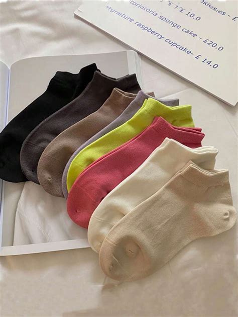 5 Pairs Of Women's Multi-Colored Ribbed Short Socks, No Show Socks ...