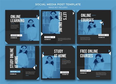 Online learning instagram post bundle template | Premium PSD