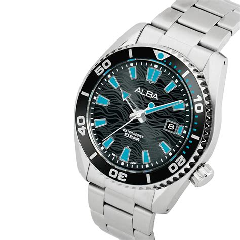 AS9R71X1 Black Surf Dial with Black+Blue Rotating Bezel Water Resistan ...