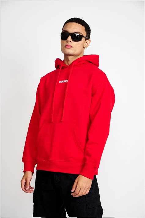 Buy Red Signature Oversized Heavyweight Hoodie (Fleece) | BonkersCorner