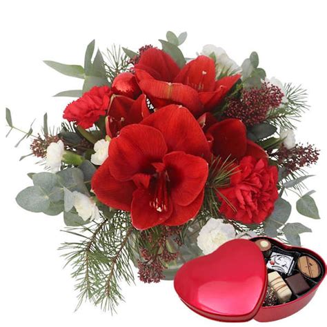 Christmas joy with red chocolate heart: Order Flowers Online ...