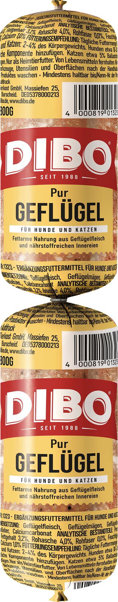 DIBO Tiefkühlwurst Geflügel - Frostfutter für Hunde & Katzen