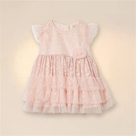 Juniors Lace Tiered Dress with Cap Sleeves