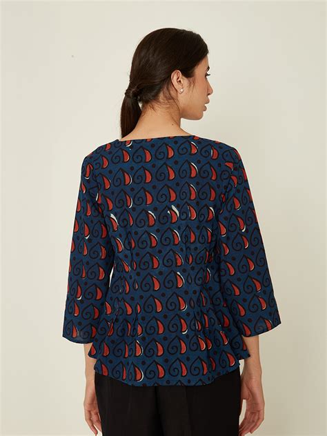 Shop Cotton Cambric Dabu Printed Fit And Flare Top | latest tops by ...