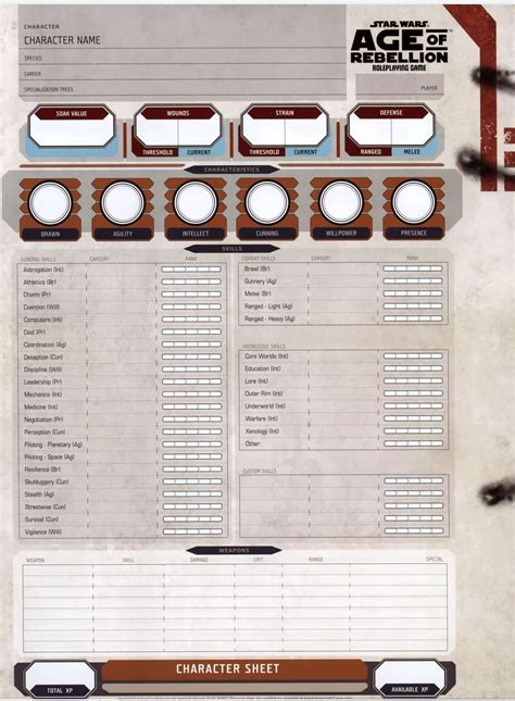 Star Wars: Age of Rebellion 1 Character Sheet