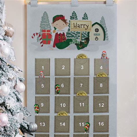 Personalised Elf Advent Calendar - Silver Grey By The Thoughtful Touch