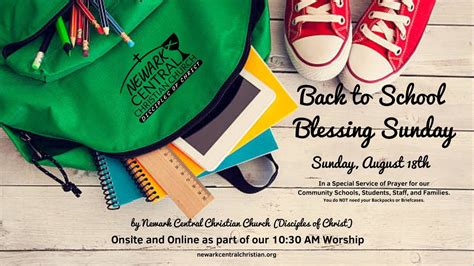 Back to School Blessing Sunday on August 18, 2024, Newark Central ...