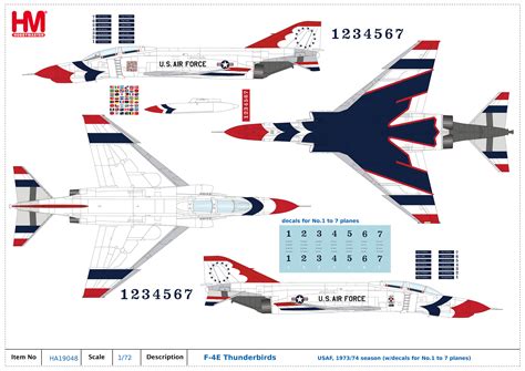 F-4E Thunderbirds USAF, 1973/74 season (w/decals for No.1 to 7 planes)