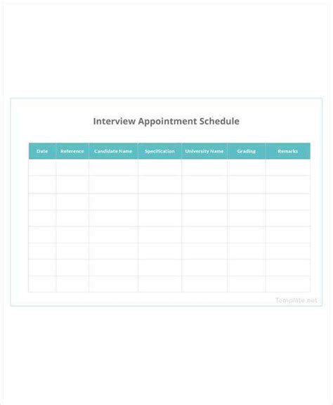 Printable Interview Schedule Template 的图像结果
