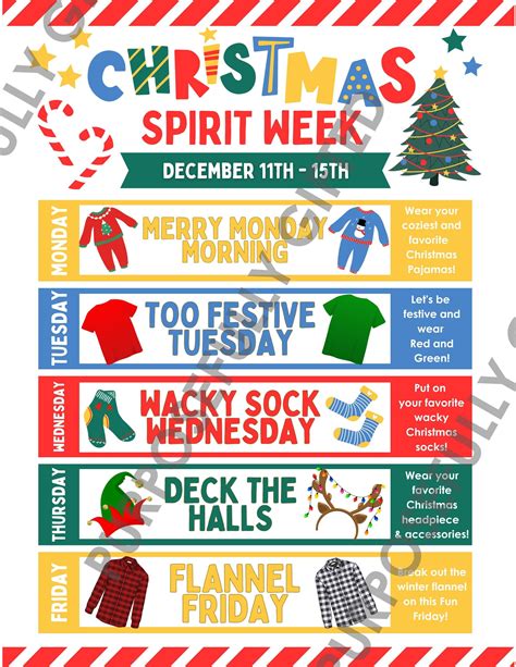 Editable christmas spirit week flyer canva template school spirit ...