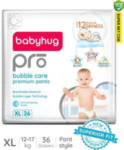 babyhug Bubble Care Premium Pant Style Diaper With Active Gel , Upto 12 ...