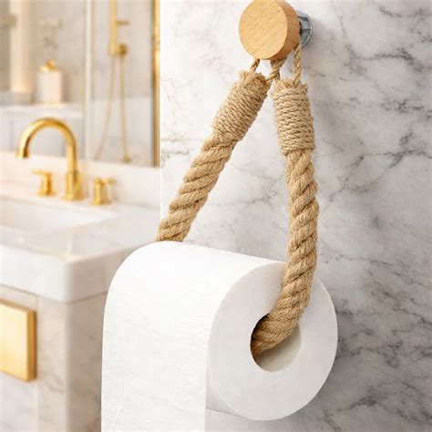 CHIBRO Toilet Roll Hanger for Bathroom | Wall Mounted Bamboo & Rope ...