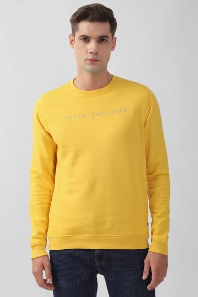 Buy Men Yellow Solid Round Crew Neck Sweatshirt Online - 962813 | Peter ...