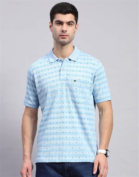 Buy Men Blue Printed Polo Collar Half Sleeve T-Shirt Online in India ...