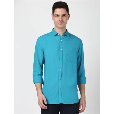 Buy Peter England Men Blue Slim Fit Solid Shirt Online