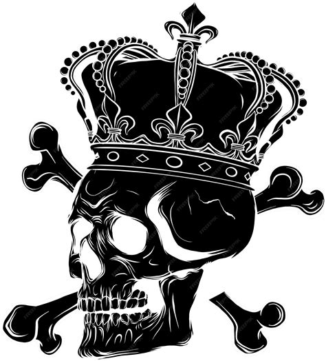 Premium Vector | Black silhouette of skull with crown on white background