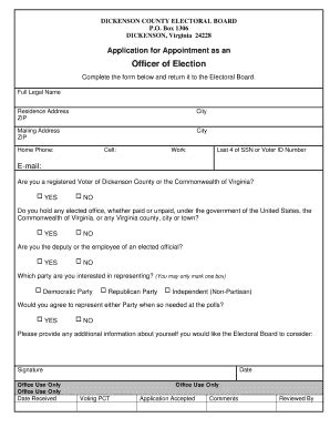 Fillable Online dickensonva Application for Appointment - Dickenson ...