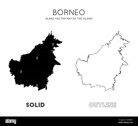 Borneo map. Blank vector map of the Island. Borders of Borneo for your ...