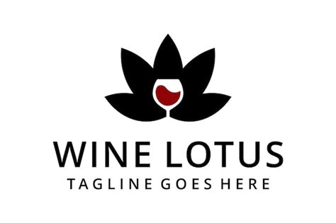 Illustration modernes Weinglas-Getränk mit Lotusblumenzeichen-Logo ...