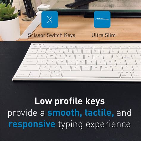 Macally Wireless Bluetooth Keyboard for Mac or Windows PC - Multi ...